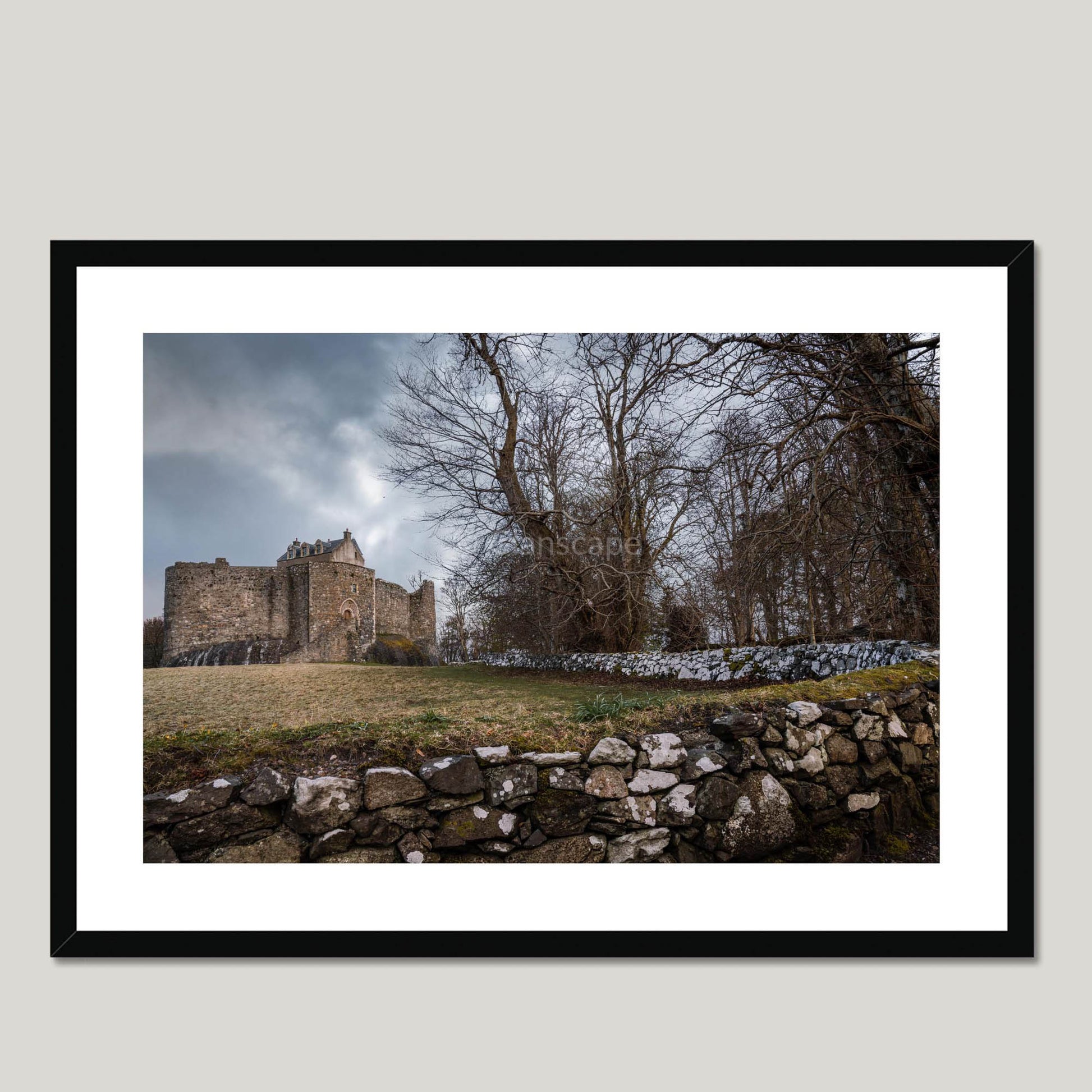 Clan Campbell - Dunstaffnage Castle - Framed & Mounted Photo Print 28"x20" Black