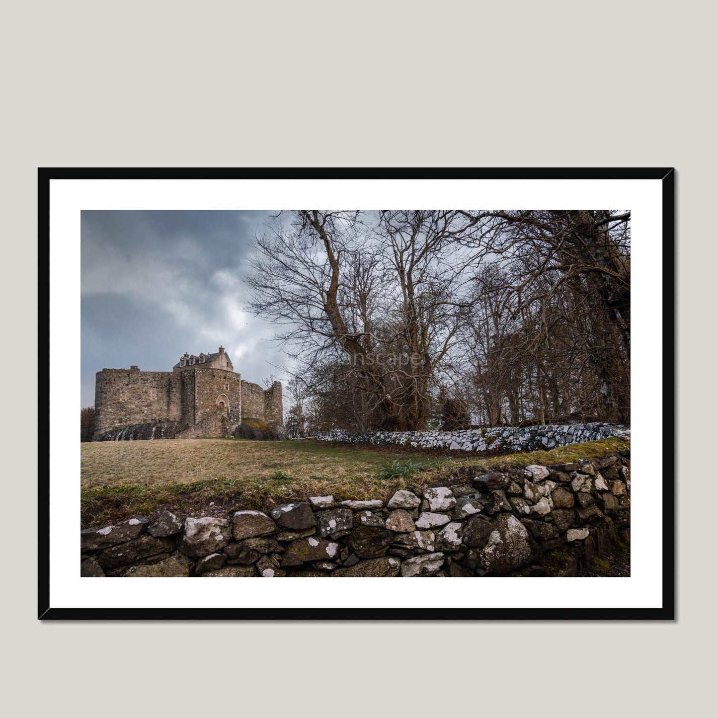 Clan Campbell - Dunstaffnage Castle - Framed & Mounted Photo Print 40"x28" Black