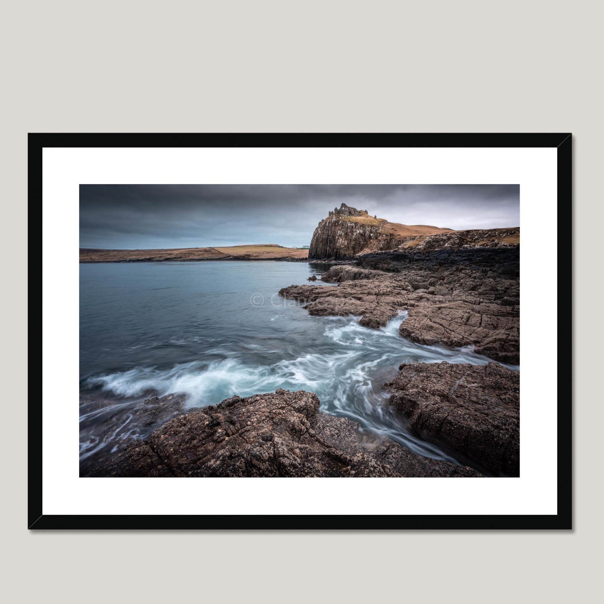 Clan MacDonald of Sleat - Duntulm Castle - Framed & Mounted Photo Print 28"x20" Black