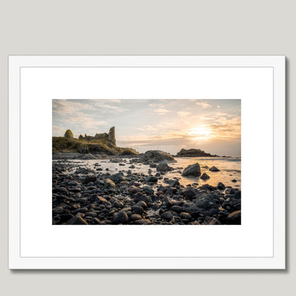 Clan Kennedy - Dunure Castle - Framed & Mounted Photo Print 16"x12" White