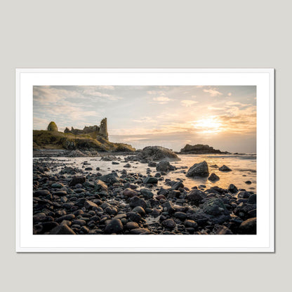 Clan Kennedy - Dunure Castle - Framed & Mounted Photo Print 40"x28" White