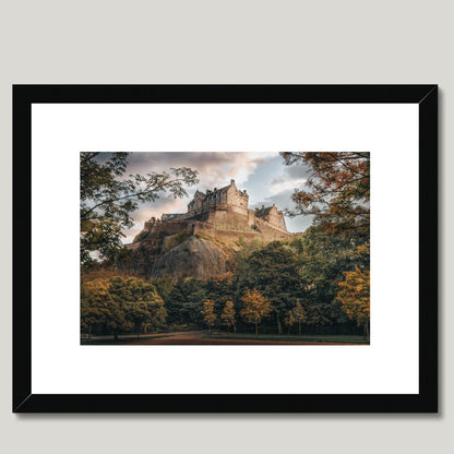 Clan Stewart - Edinburgh Castle - Framed Photo Print 16"x12" Black