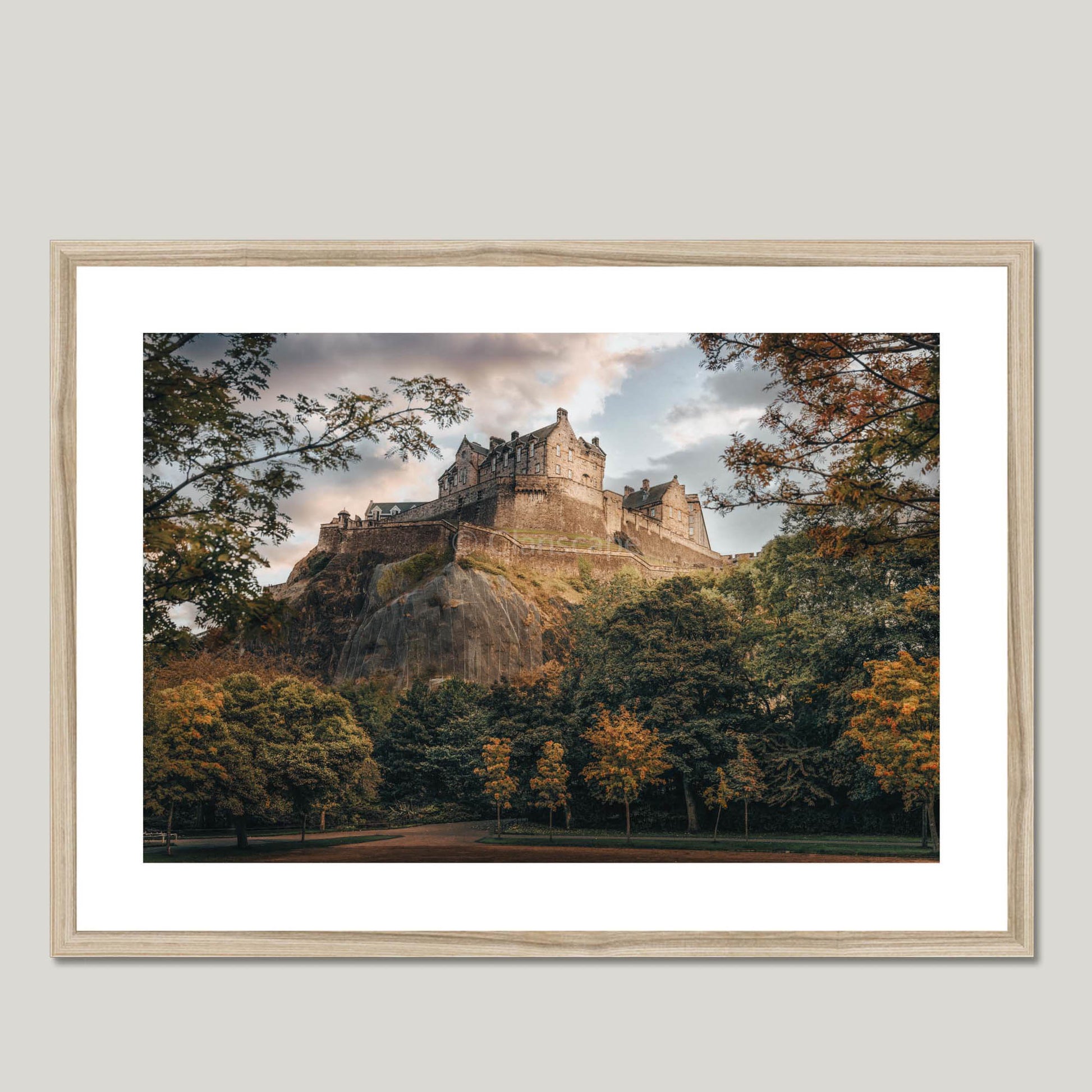 Clan Stewart - Edinburgh Castle - Framed Photo Print 28"x20" Natural