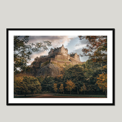 Clan Stewart - Edinburgh Castle - Framed Photo Print 40"x28" Black