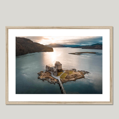 Clan Mackenzie - Eilean Donan Castle - Aerial Framed Photo Print 28"x20" Natural