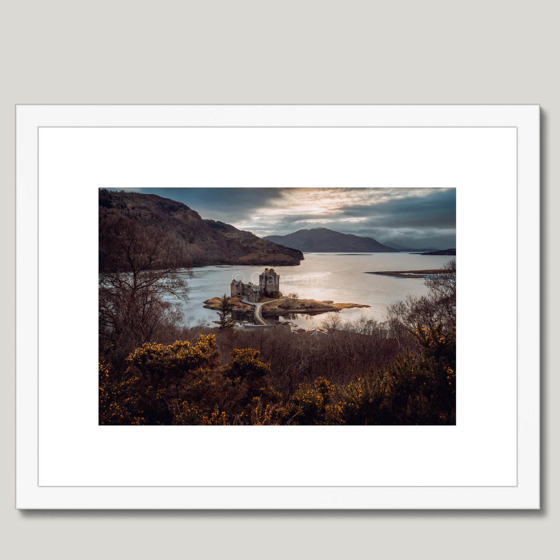 Clan Mackenzie - Eilean Donan Castle - Framed Photo Print 16"x12" White