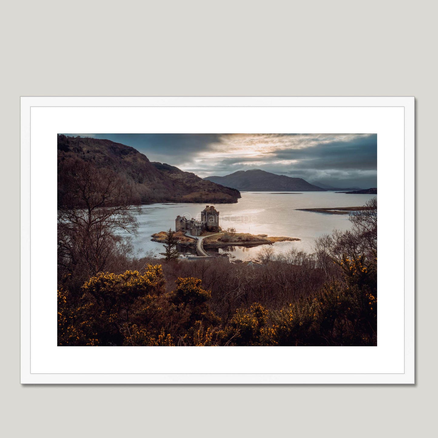 Clan Macrae - Eilean Donan Castle - Framed Photo Print 28"x20" White