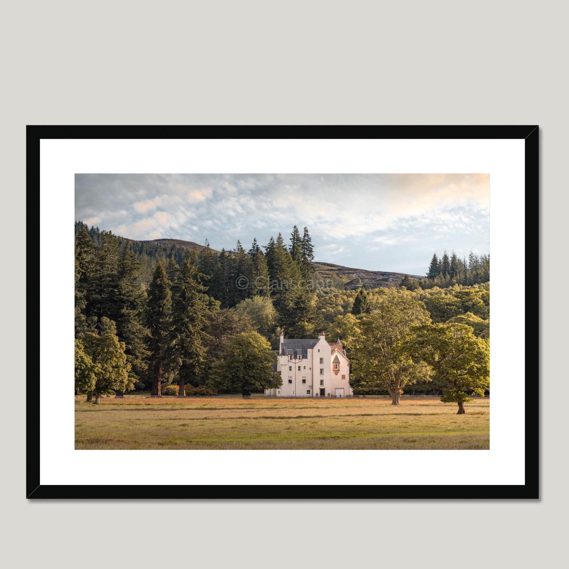 Clan Fraser of Lovat - Erchless Castle - Framed & Mounted Photo Print 28"x20" Black