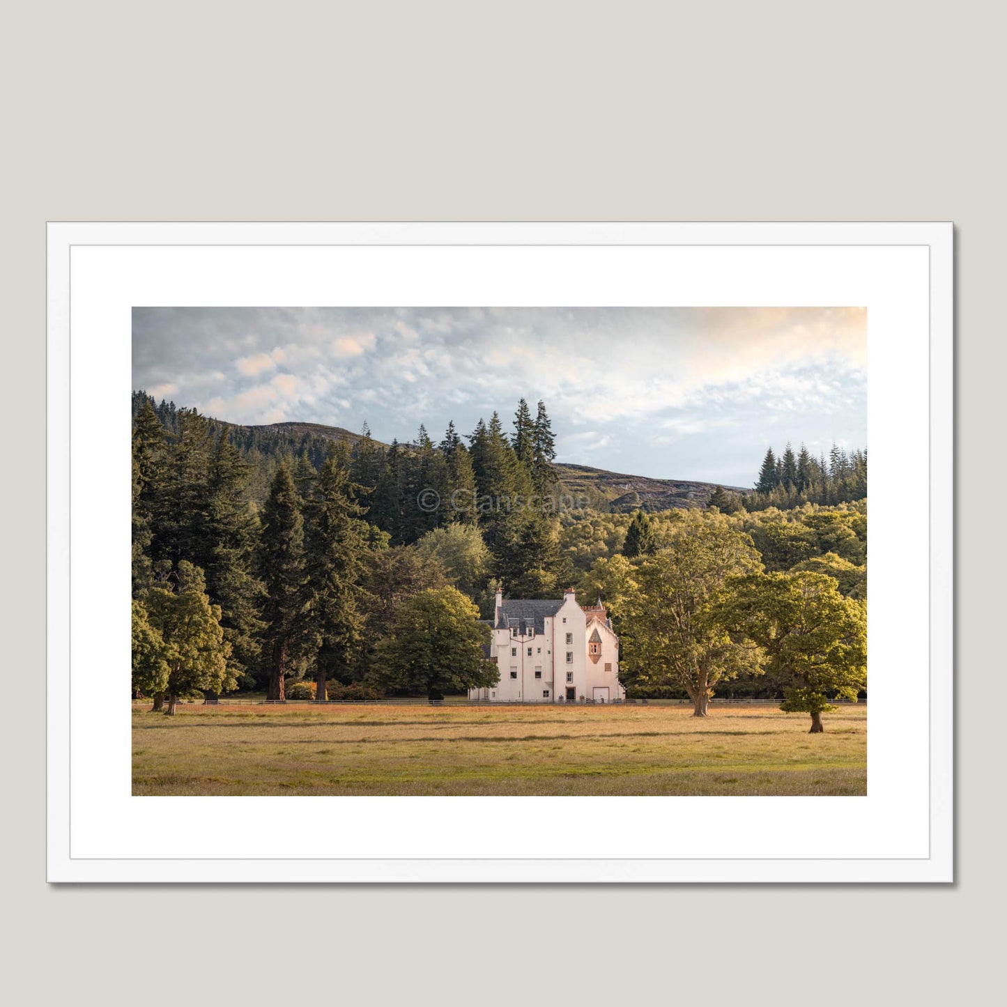 Clan Fraser of Lovat - Erchless Castle - Framed & Mounted Photo Print 28"x20" White