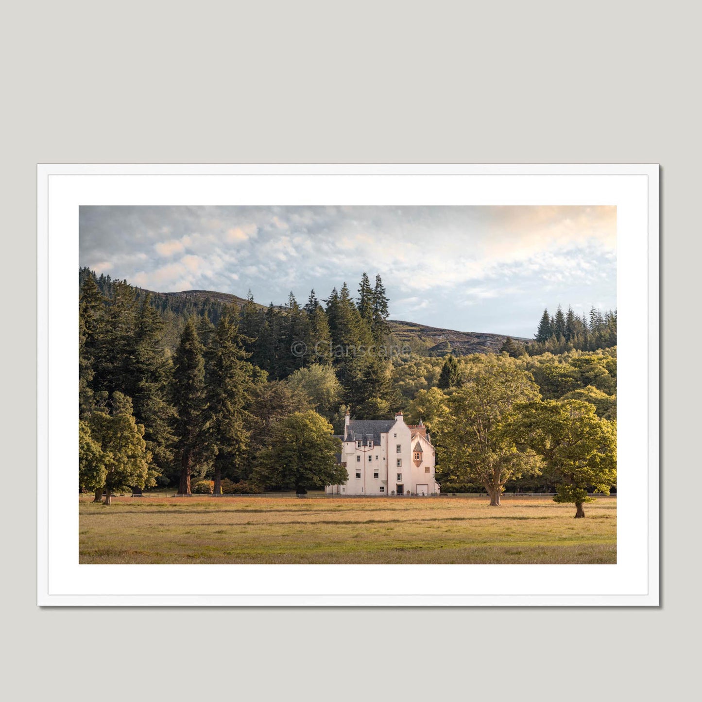 Clan Chisholm - Erchless Castle - Framed & Mounted Photo Print 40"x28" White