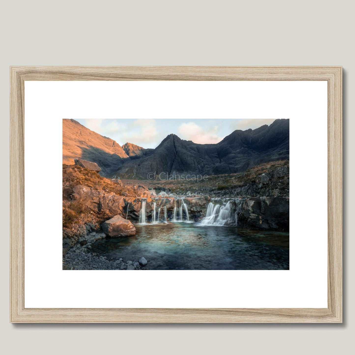 Clan Mackinnon - Fairy Pools, Isle of Skye - Framed & Mounted Photo Print 16"x12" Natural