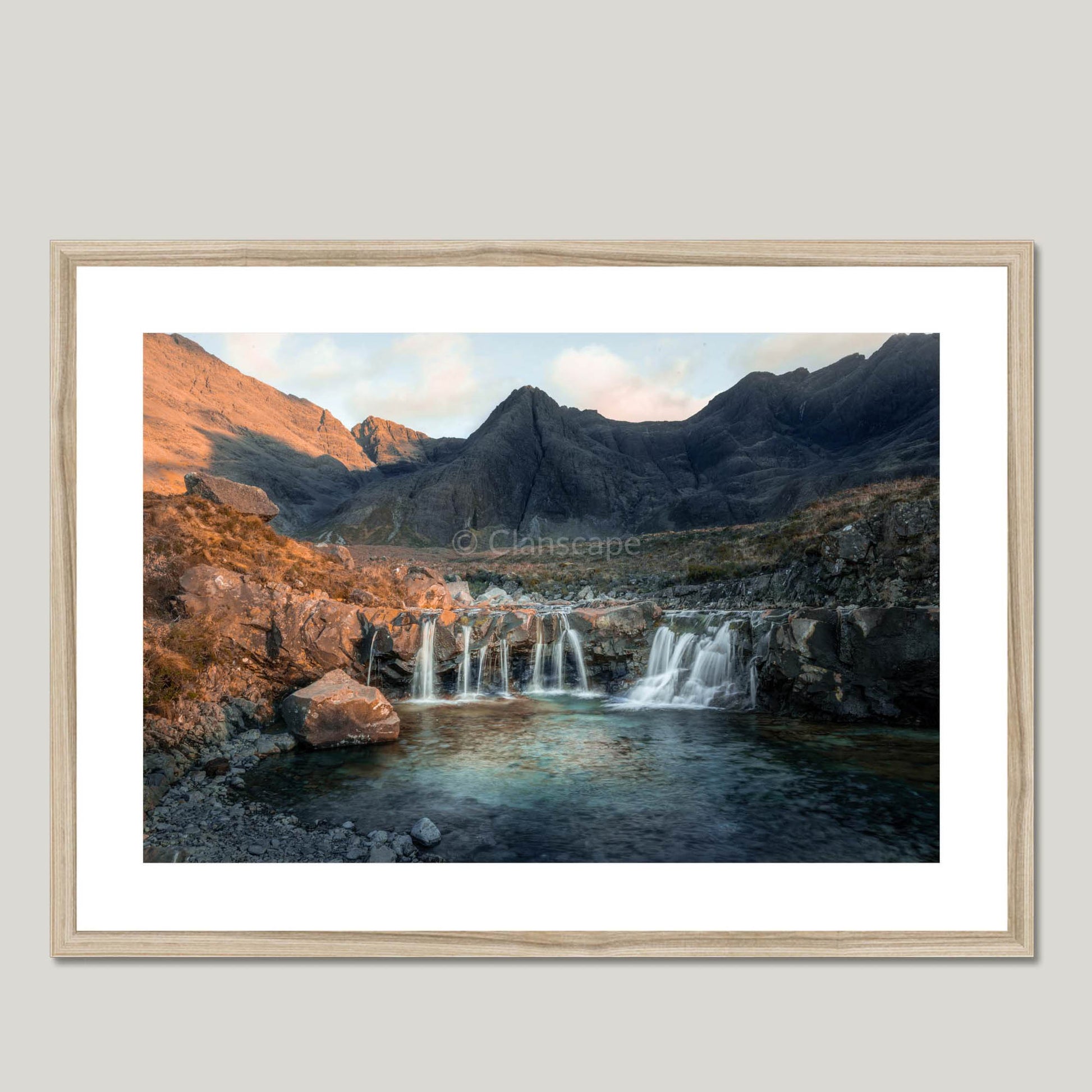 Clan Mackinnon - Fairy Pools, Isle of Skye - Framed & Mounted Photo Print 28"x20" Natural