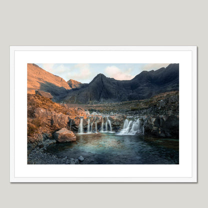 Clan Mackinnon - Fairy Pools, Isle of Skye - Framed & Mounted Photo Print 28"x20" White