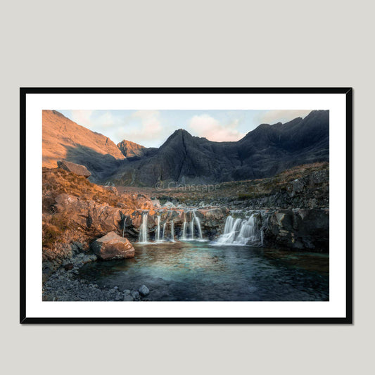 Clan Mackinnon - Fairy Pools, Isle of Skye - Framed & Mounted Photo Print 40"x28" Black