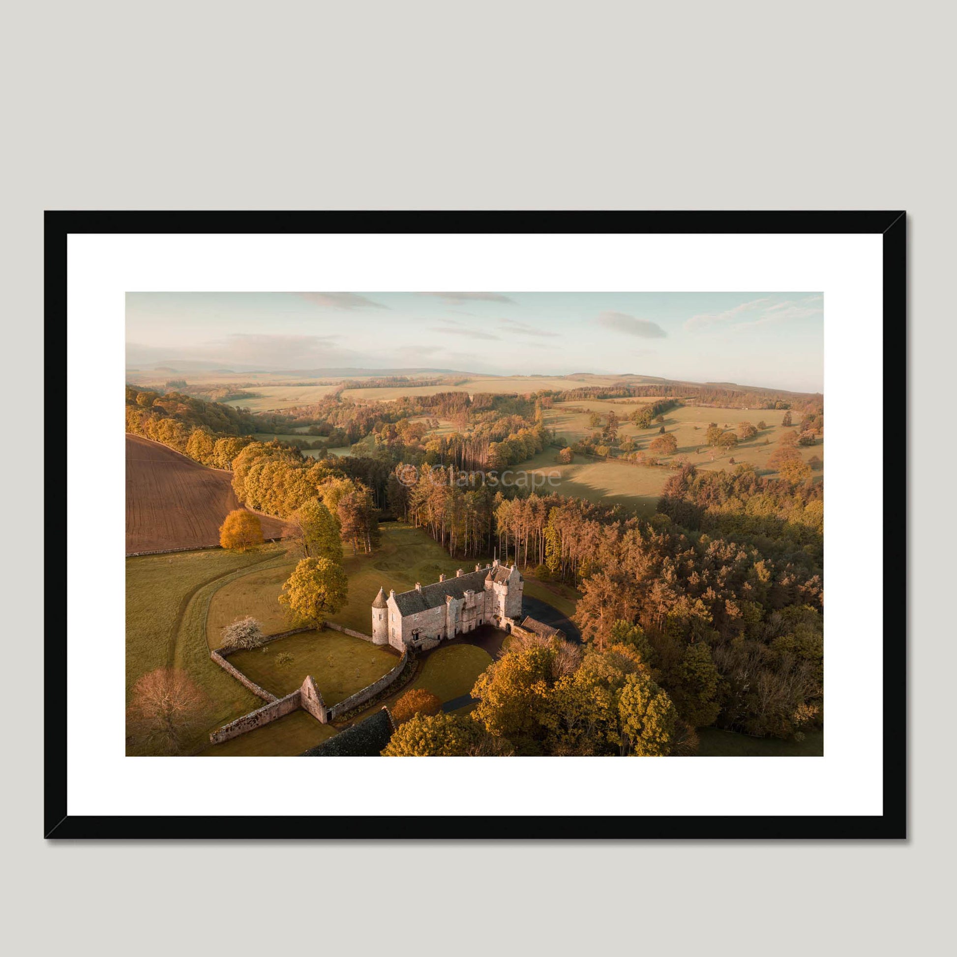 Clan Kerr - Ferniehirst Castle - Framed & Mounted Photo Print 28"x20" Black