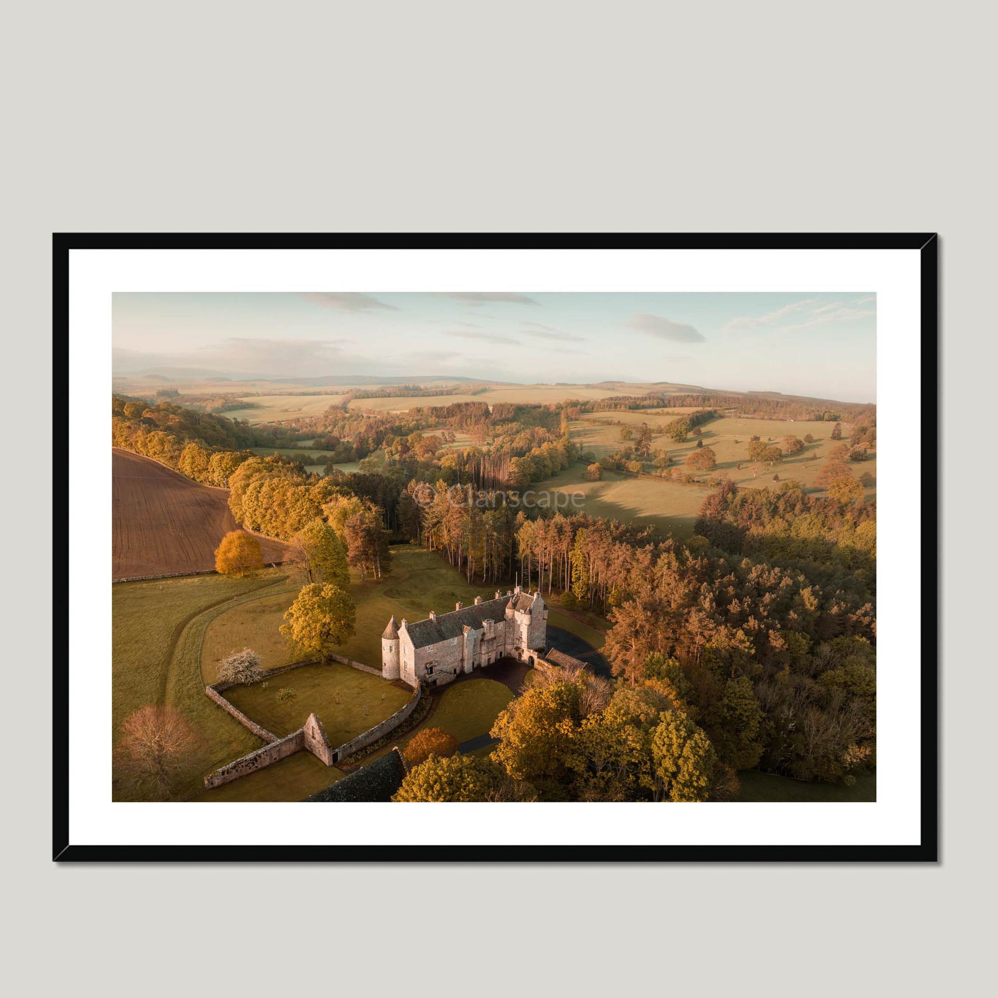 Clan Kerr - Ferniehirst Castle - Framed & Mounted Photo Print 40"x28" Black