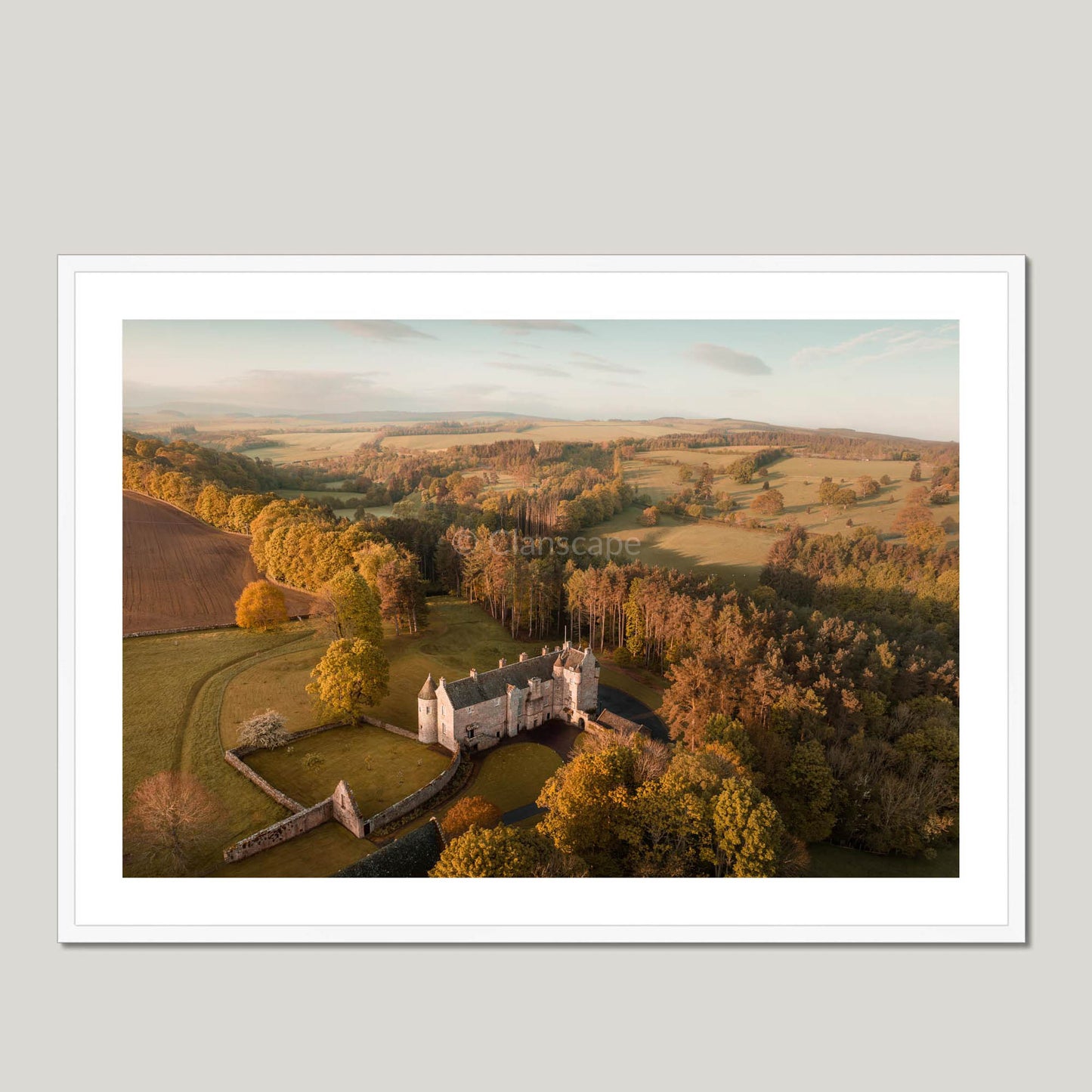 Clan Kerr - Ferniehirst Castle - Framed & Mounted Photo Print 40"x28" White