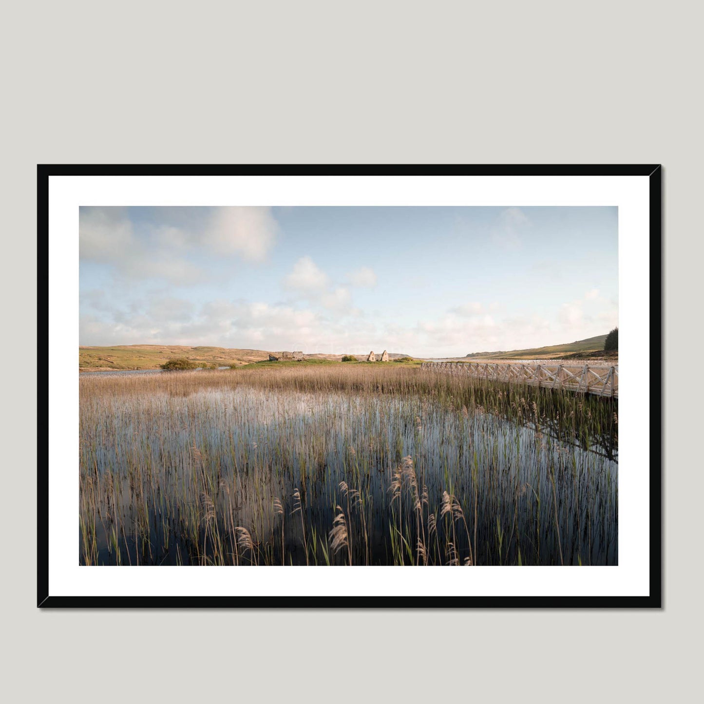 Clan MacDonald - Finlaggan Castle - Framed & Mounted Photo Print 40"x28" Black