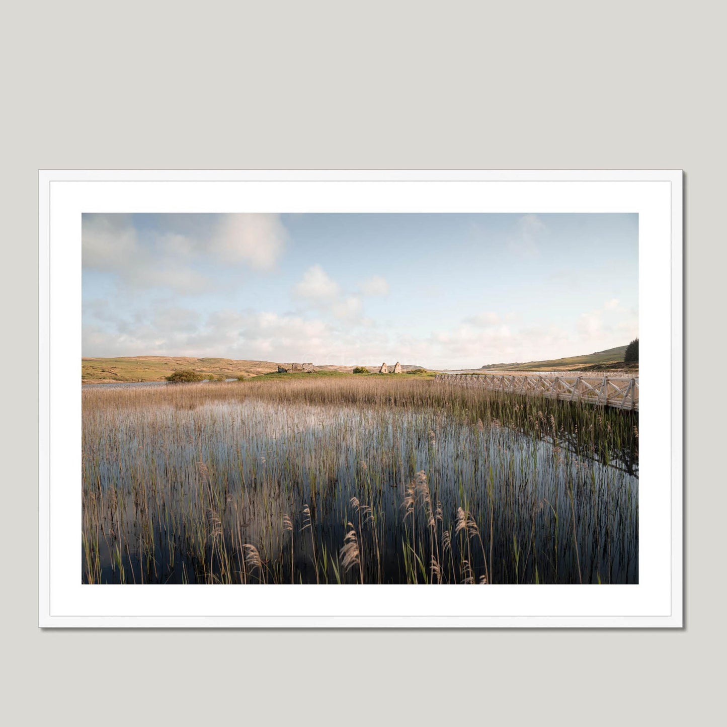 Clan MacDonald - Finlaggan Castle - Framed & Mounted Photo Print 40"x28" White