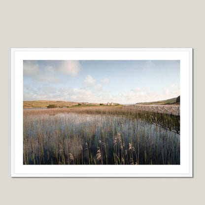 Clan MacDonald - Finlaggan Castle - Framed & Mounted Photo Print 40"x28" White