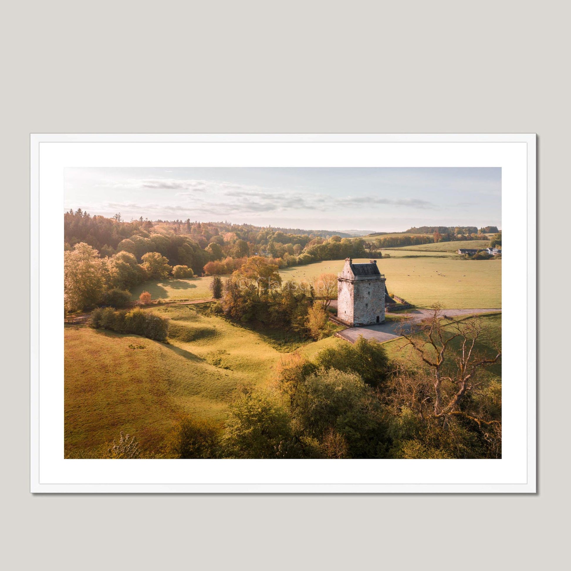 Clan Armstrong - Gilnockie Tower - Framed & Mounted Landscape Photography Print 40"x28" White