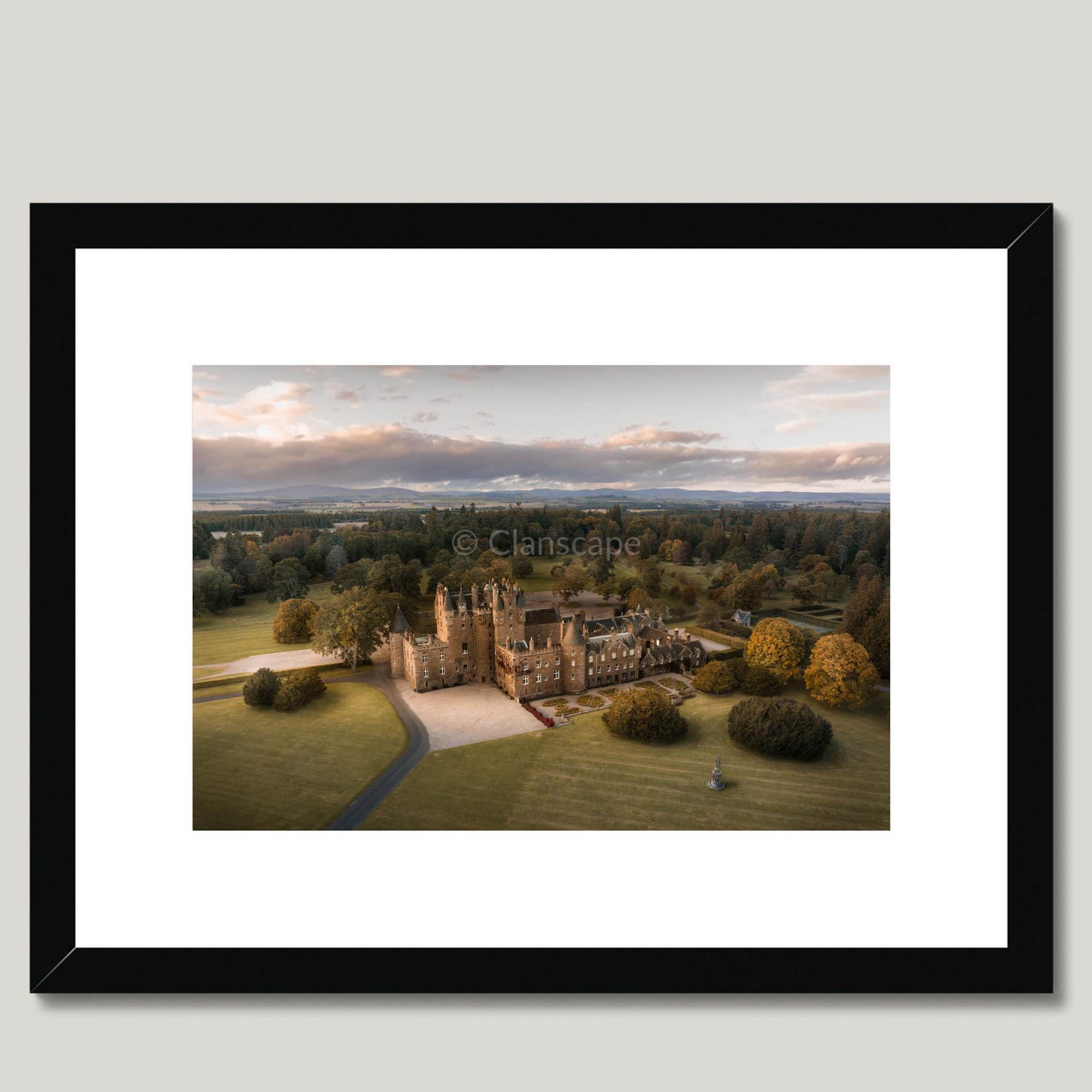 Clan Lyon - Glamis Castle - Framed & Mounted Photo Print 16"x12" Black