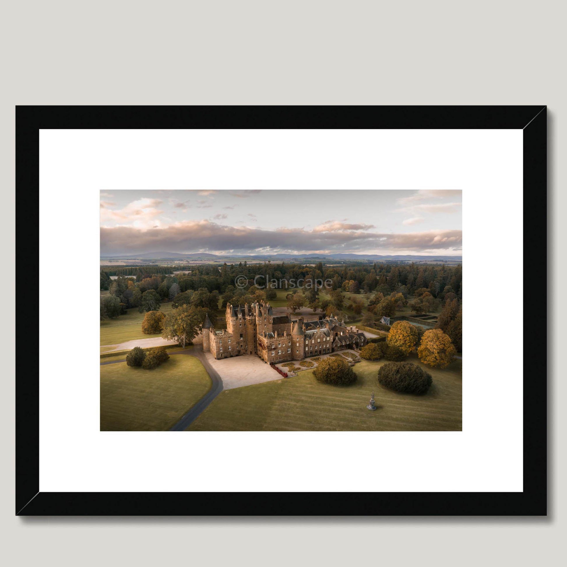 Clan Lyon - Glamis Castle - Framed & Mounted Photo Print 16"x12" Black