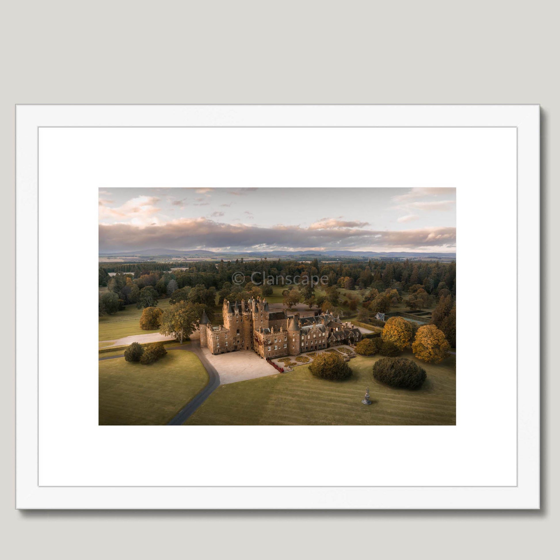 Clan Lyon - Glamis Castle - Framed & Mounted Photo Print 16"x12" White