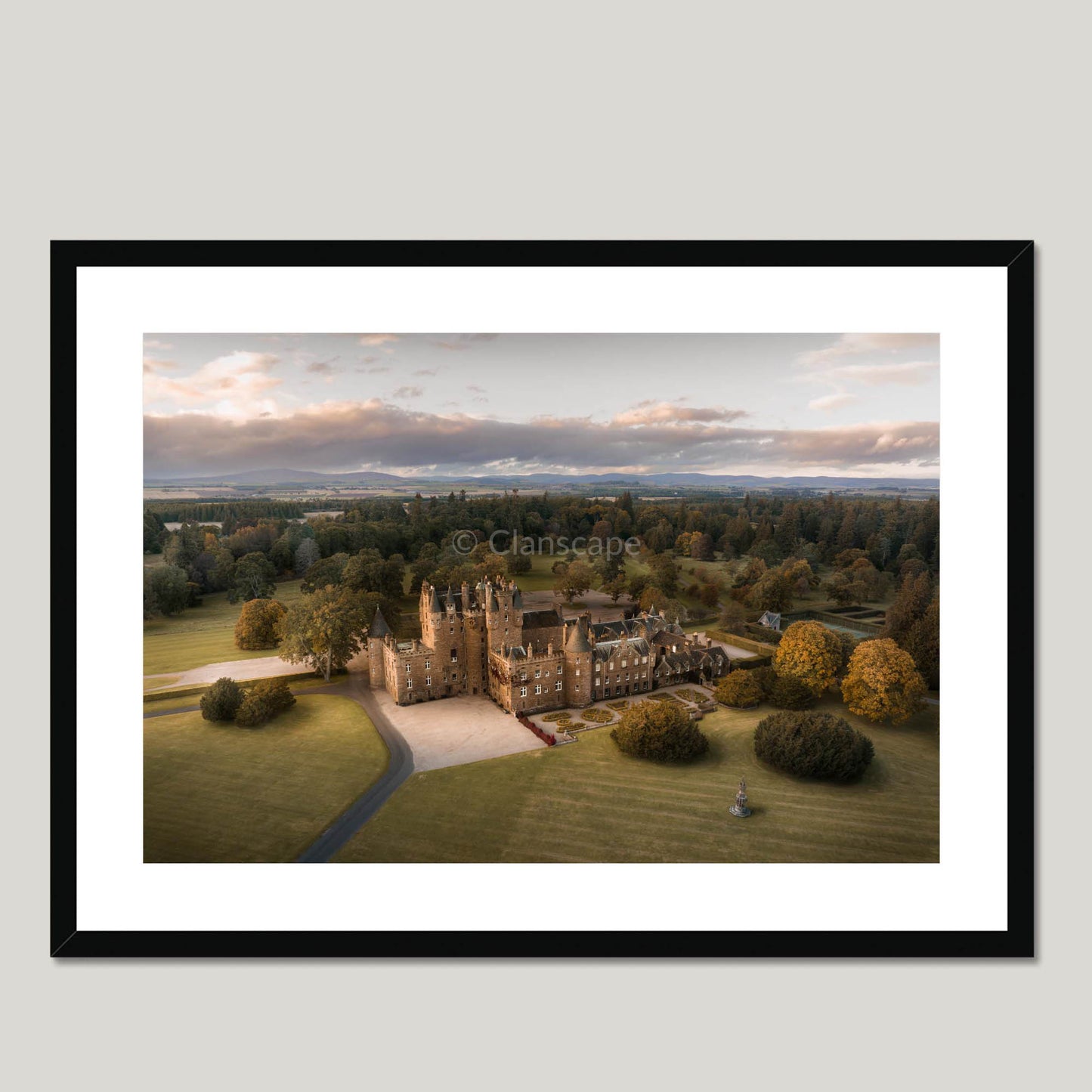 Clan Lyon - Glamis Castle - Framed & Mounted Photo Print 28"x20" Black