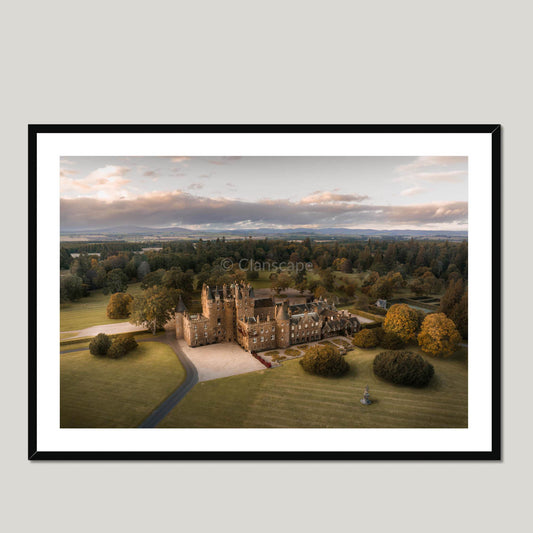 Clan Lyon - Glamis Castle - Framed & Mounted Photo Print 40"x28" Black