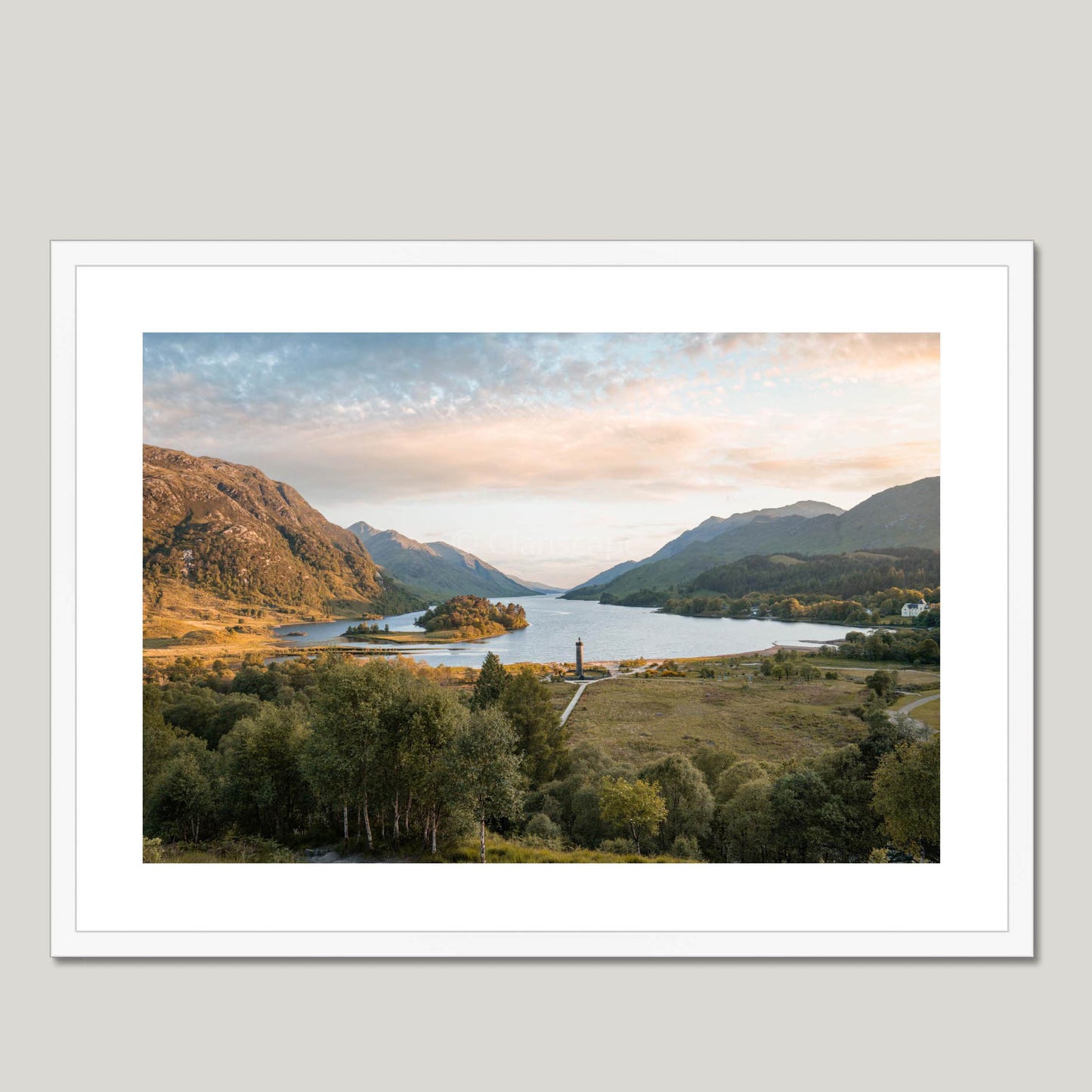 Clan Cameron - Glenfinnan - Framed & Mounted Photo Print 28"x20" White