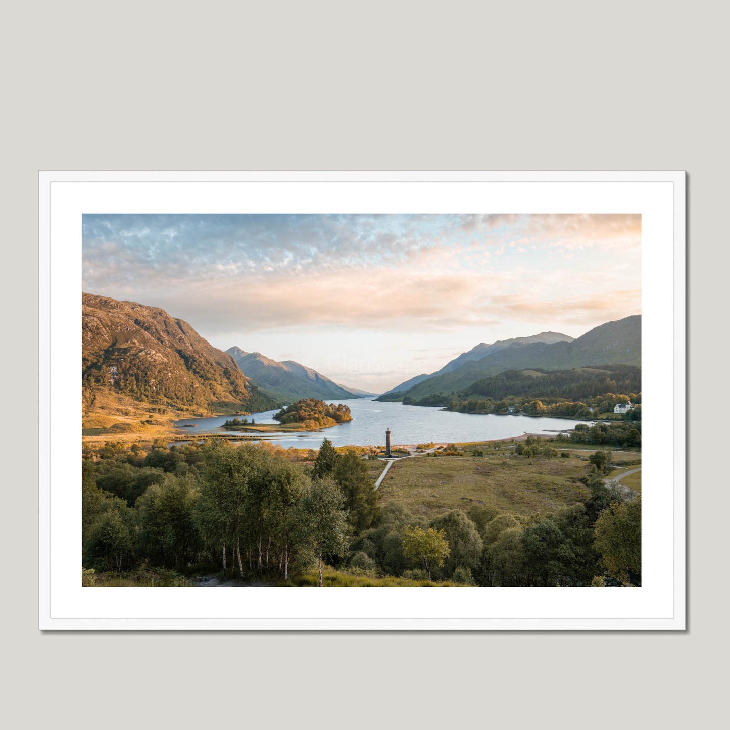 Clan Cameron - Glenfinnan - Framed & Mounted Photo Print 40"x28" White