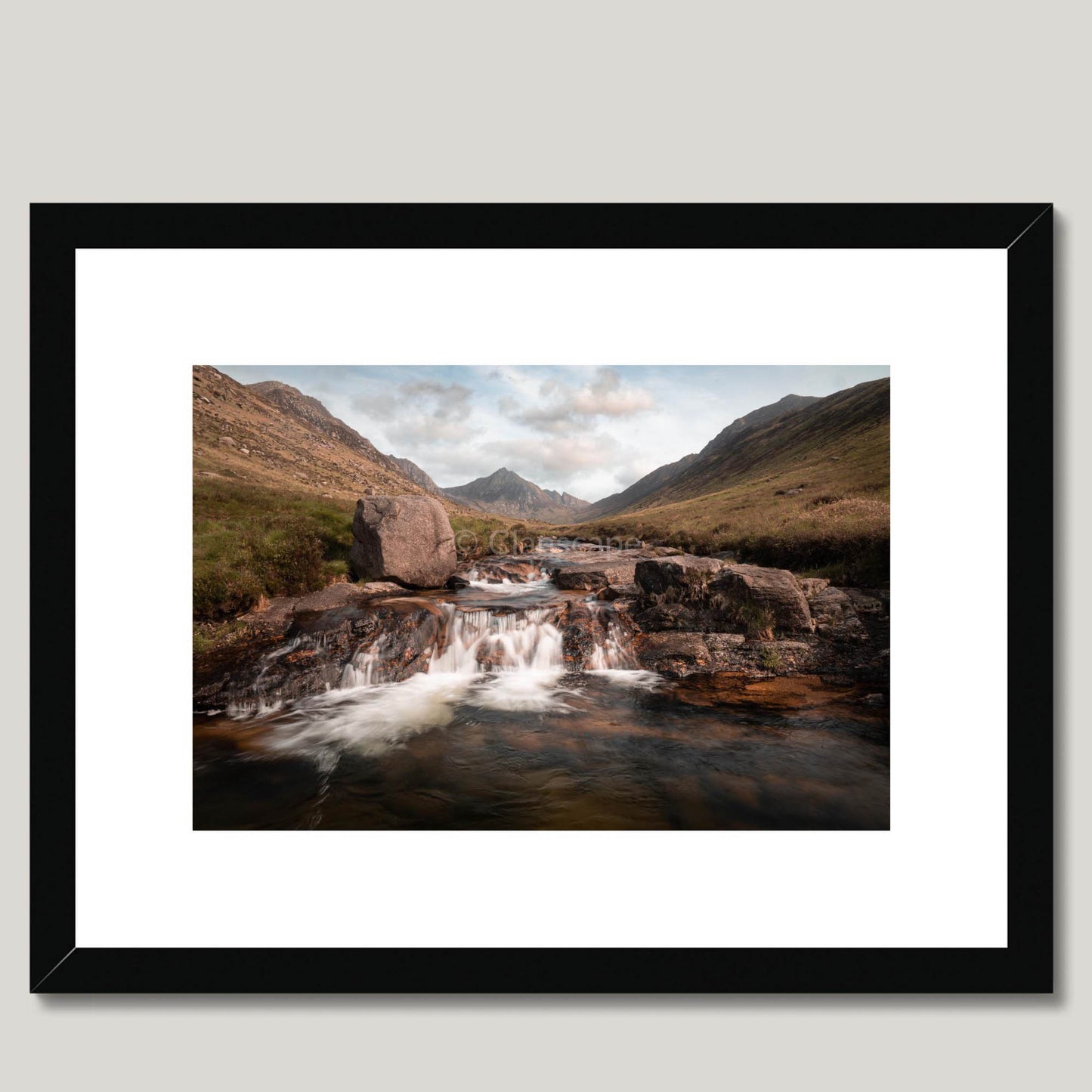 Clan Hamilton - Glen Rosa & Goatfell, Isle of Arran - Framed & Mounted Photo Print 16"x12" Black