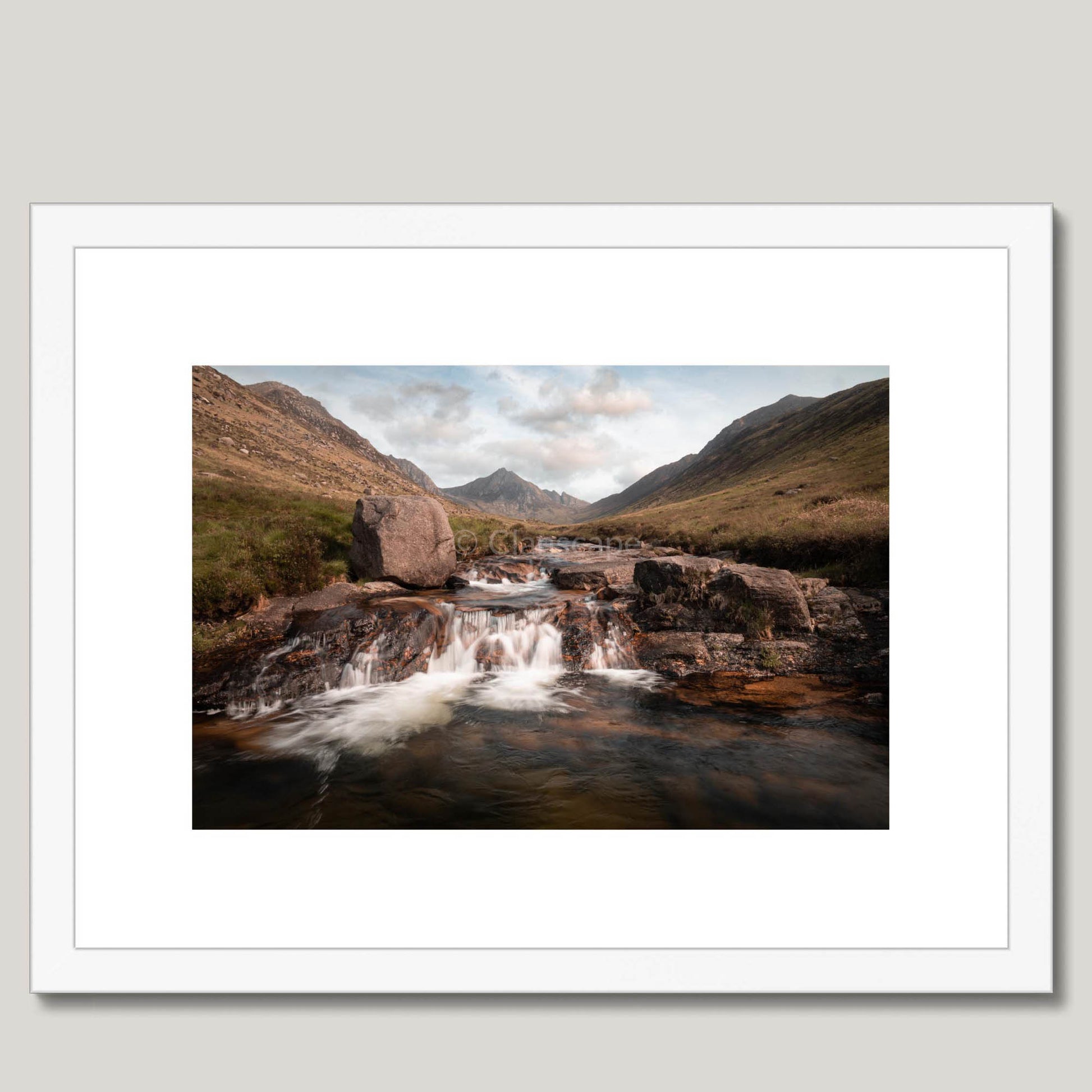 Clan Hamilton - Glen Rosa & Goatfell, Isle of Arran - Framed & Mounted Photo Print 16"x12" White