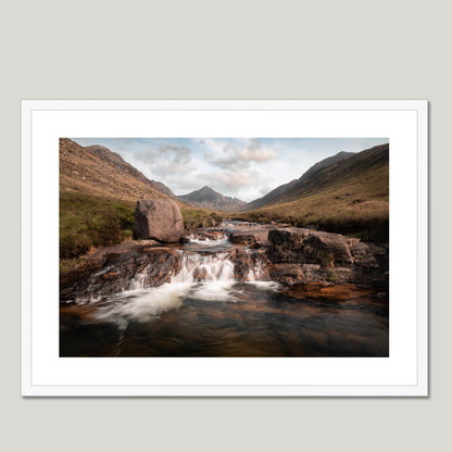 Clan Hamilton - Glen Rosa & Goatfell, Isle of Arran - Framed & Mounted Photo Print 28"x20" White