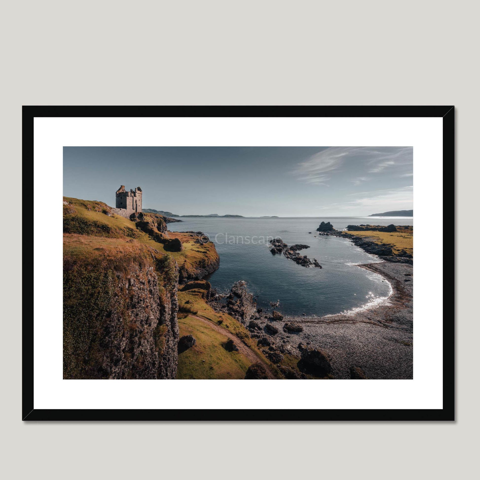 Clan MacDougall - Gylen Castle - Framed & Mounted Photo Print 28"x20" Black Frame