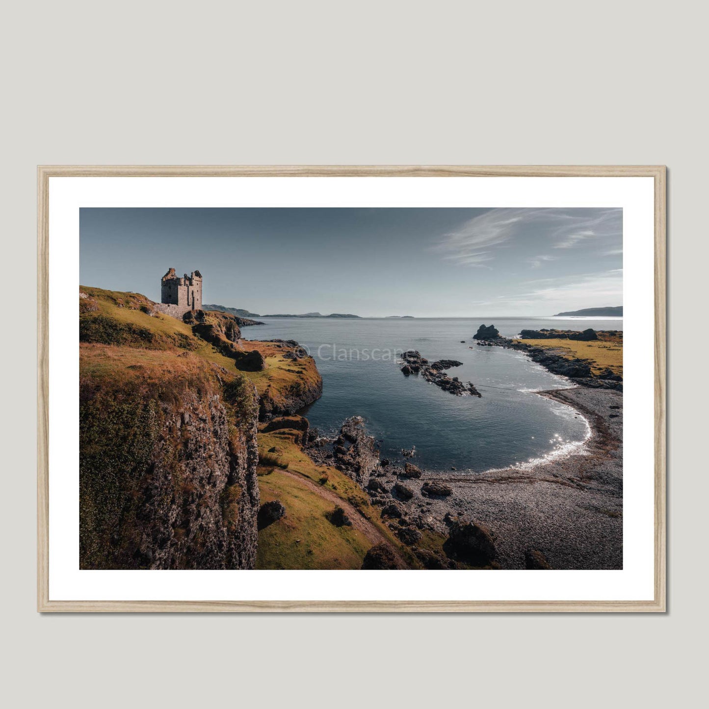 Clan MacDougall - Gylen Castle - Framed & Mounted Photo Print 40"x28" Natural Frame