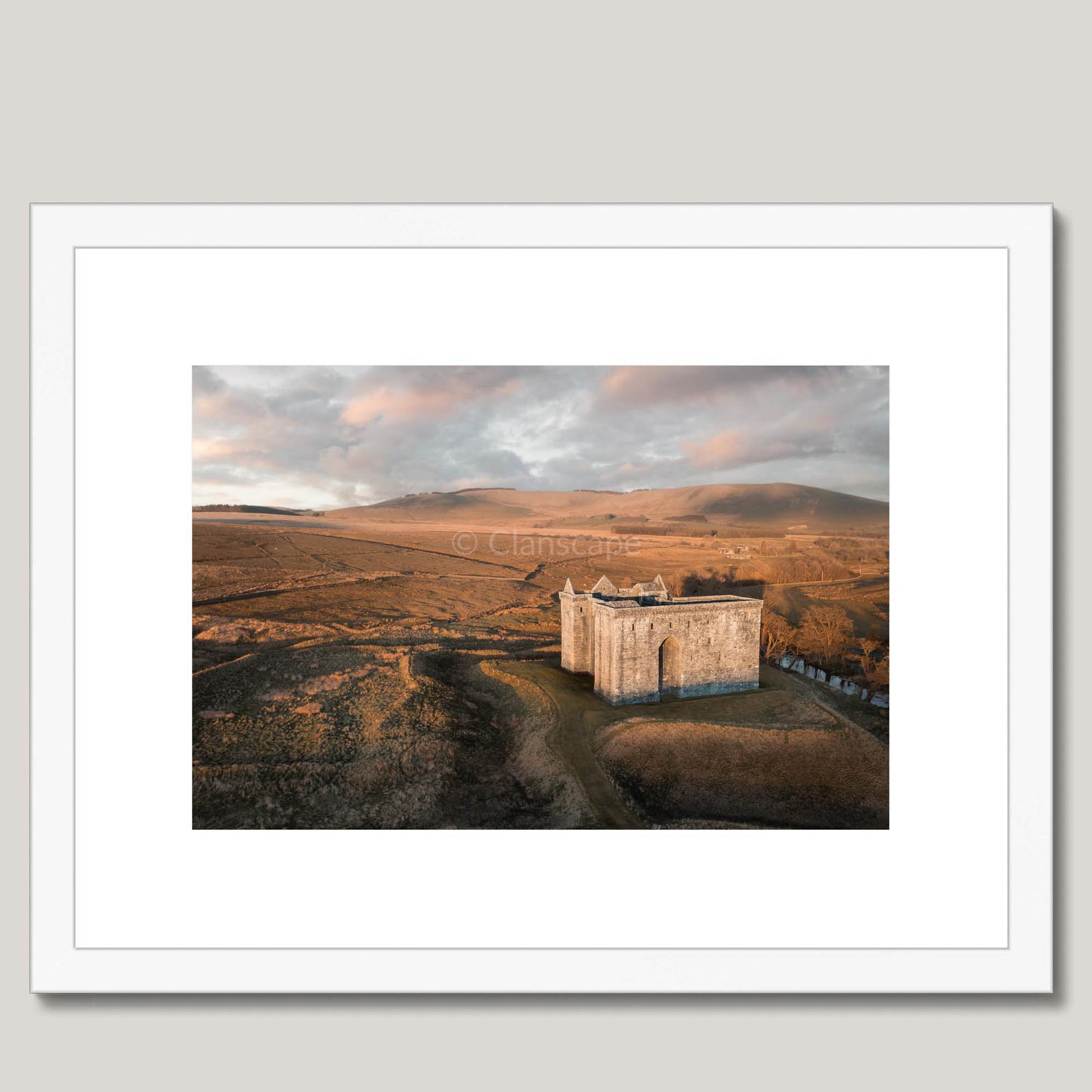 Clan Elliot - Hermitage Castle - Framed & Mounted Photo Print 16"x12" White