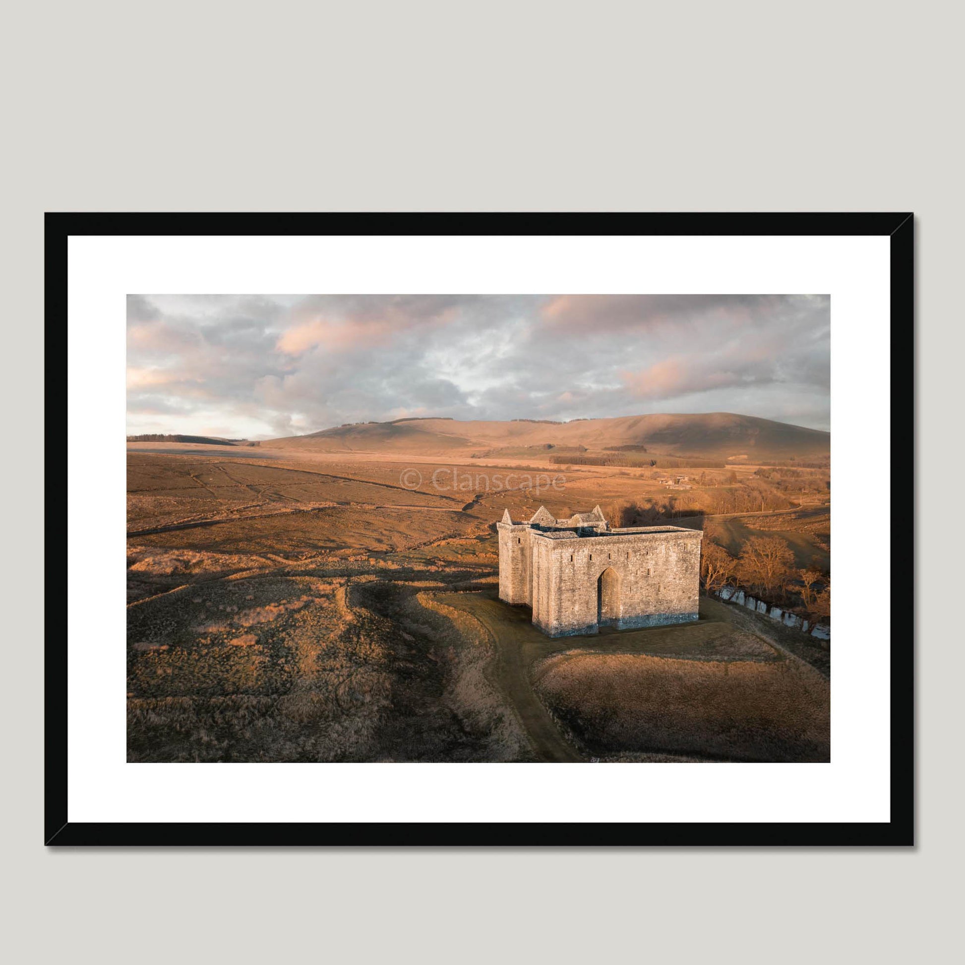 Clan Elliot - Hermitage Castle - Framed & Mounted Photo Print 28"x20" Black