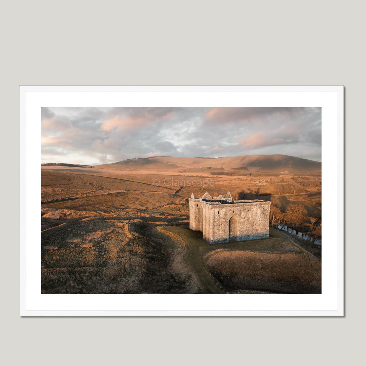 Clan Elliot - Hermitage Castle - Framed & Mounted Photo Print 40"x28" White