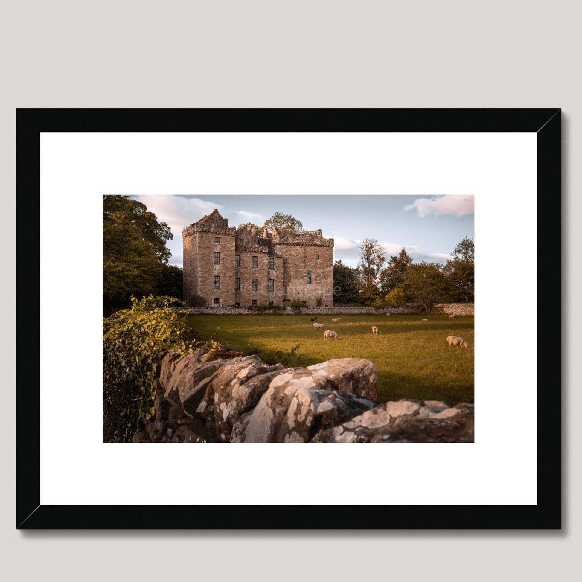 Clan Ruthven - Huntingtower Castle - Framed & Mounted Photo Print 16"x12" Black