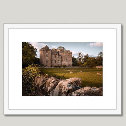 Clan Murray - Huntingtower Castle - Framed & Mounted Photo Print 16"x12" White