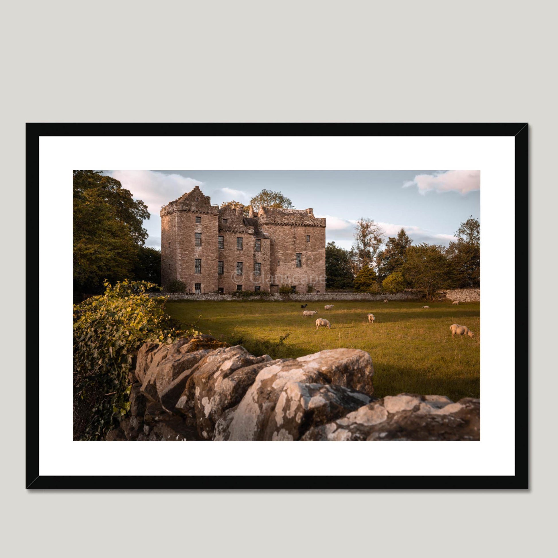 Clan Murray - Huntingtower Castle - Framed & Mounted Photo Print 28"x20" Black