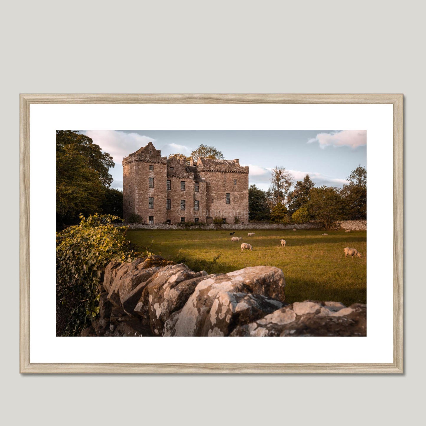 Clan Murray - Huntingtower Castle - Framed & Mounted Photo Print 28"x20" Natural