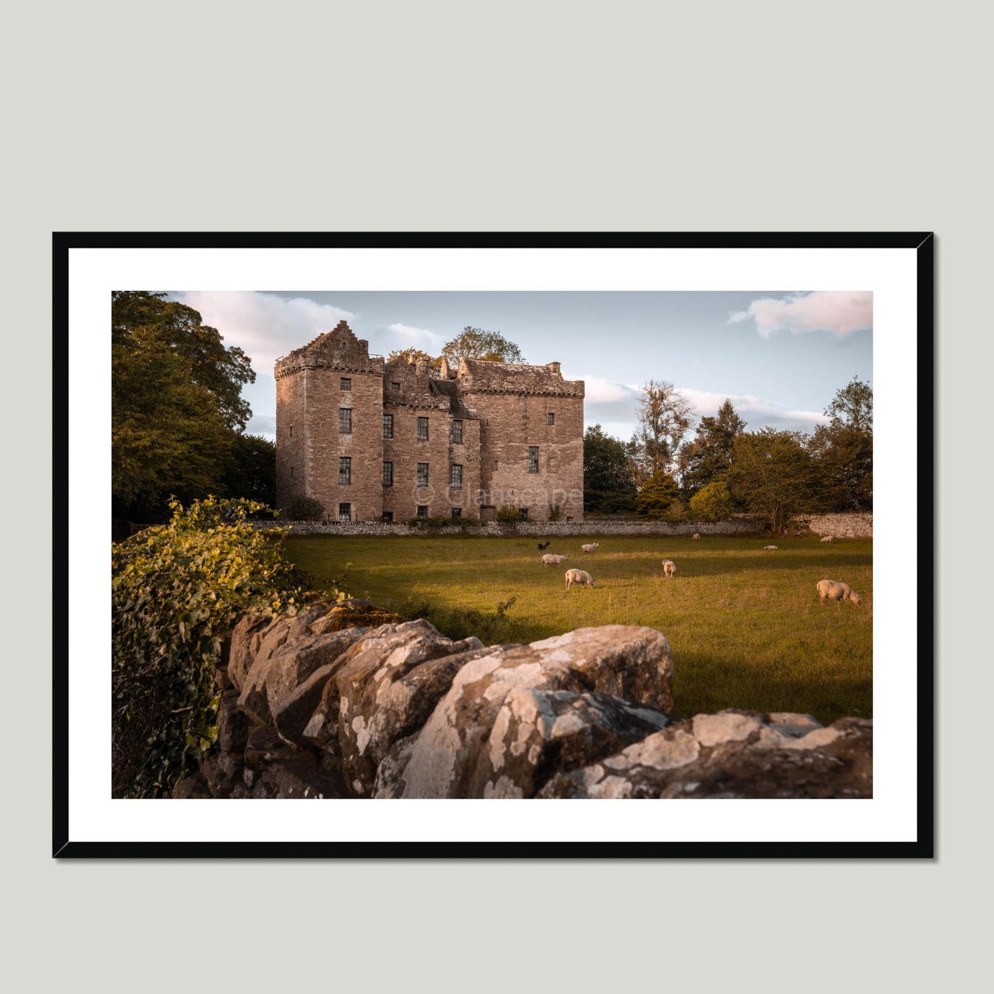 Clan Murray - Huntingtower Castle - Framed & Mounted Photo Print 40"x28" Black