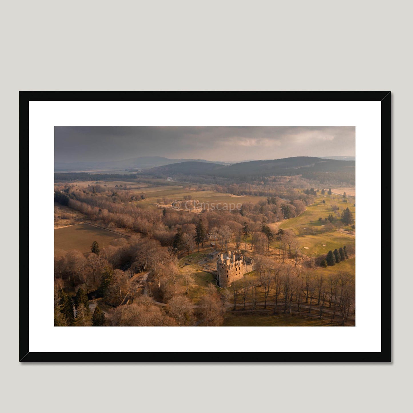 Clan Gordon - Huntly Castle - Framed & Mounted Photo Print 28"x20" Black