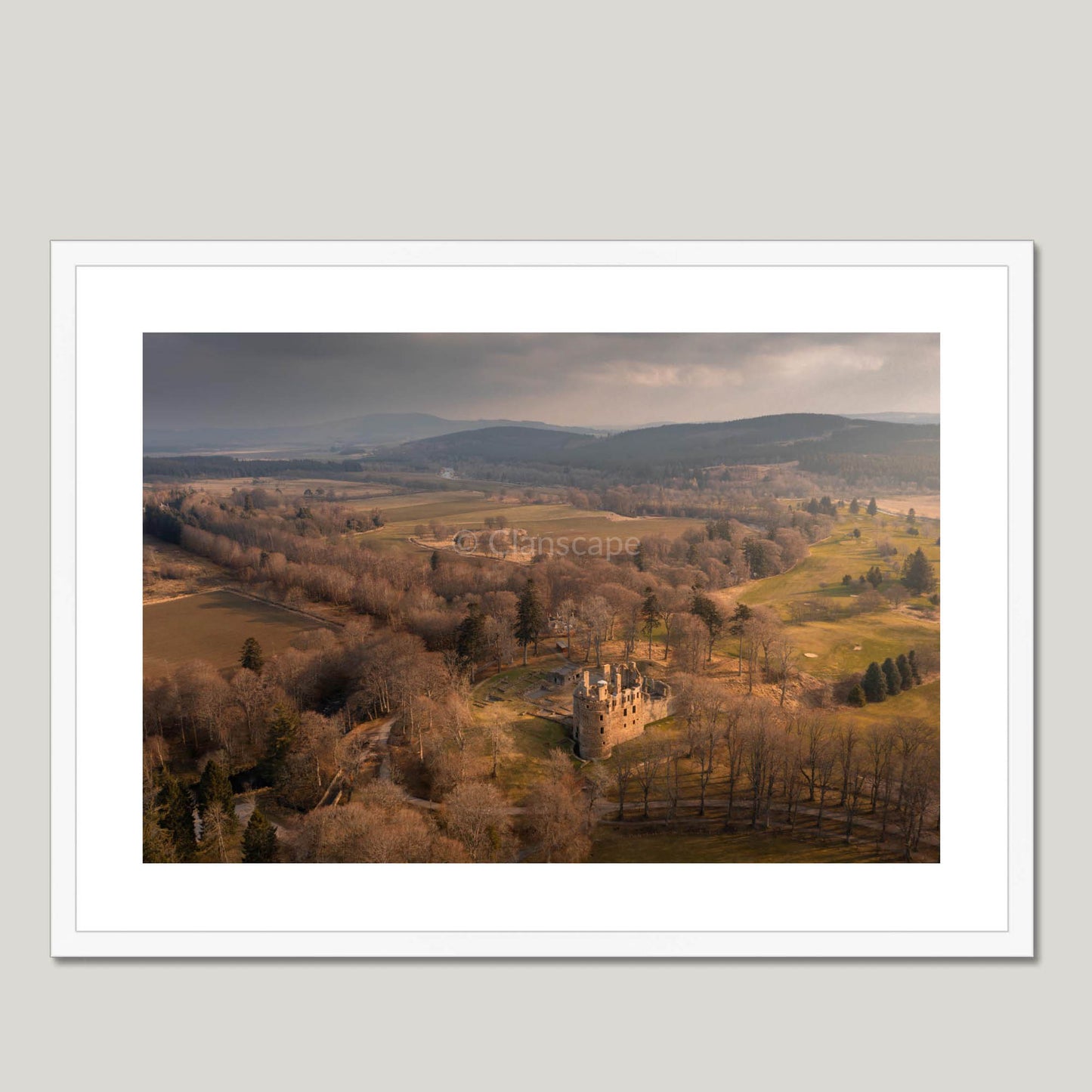 Clan Gordon - Huntly Castle - Framed & Mounted Photo Print 28"x20" White