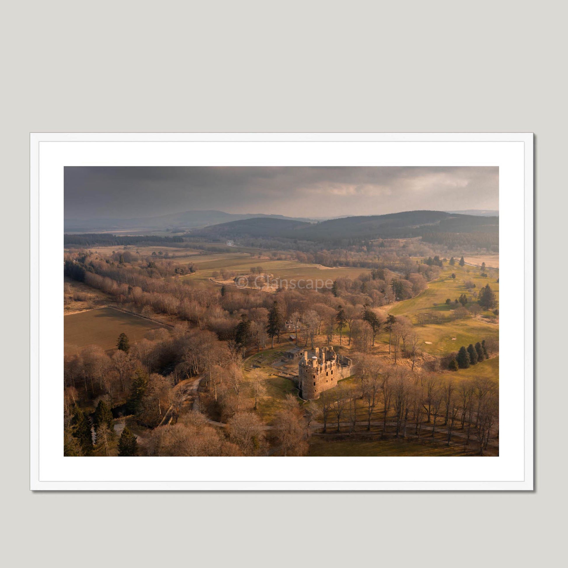 Clan Gordon - Huntly Castle - Framed & Mounted Photo Print 40"x28" White