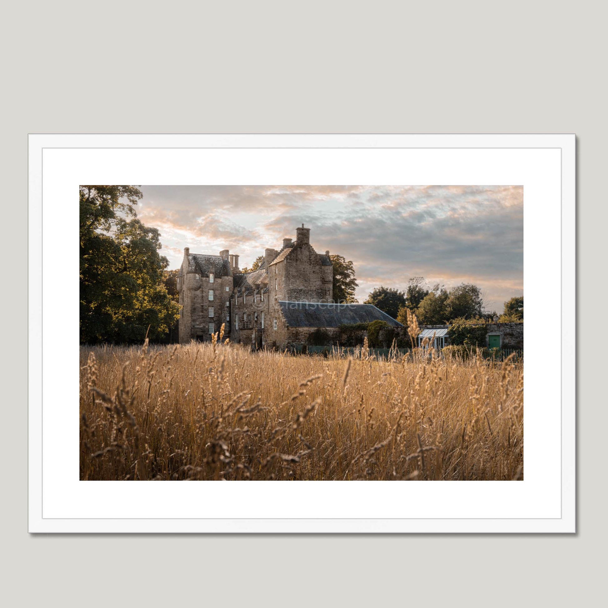 Clan Erskine - Kellie Castle, Fife - Framed & Mounted Photo Print 28"x20" White