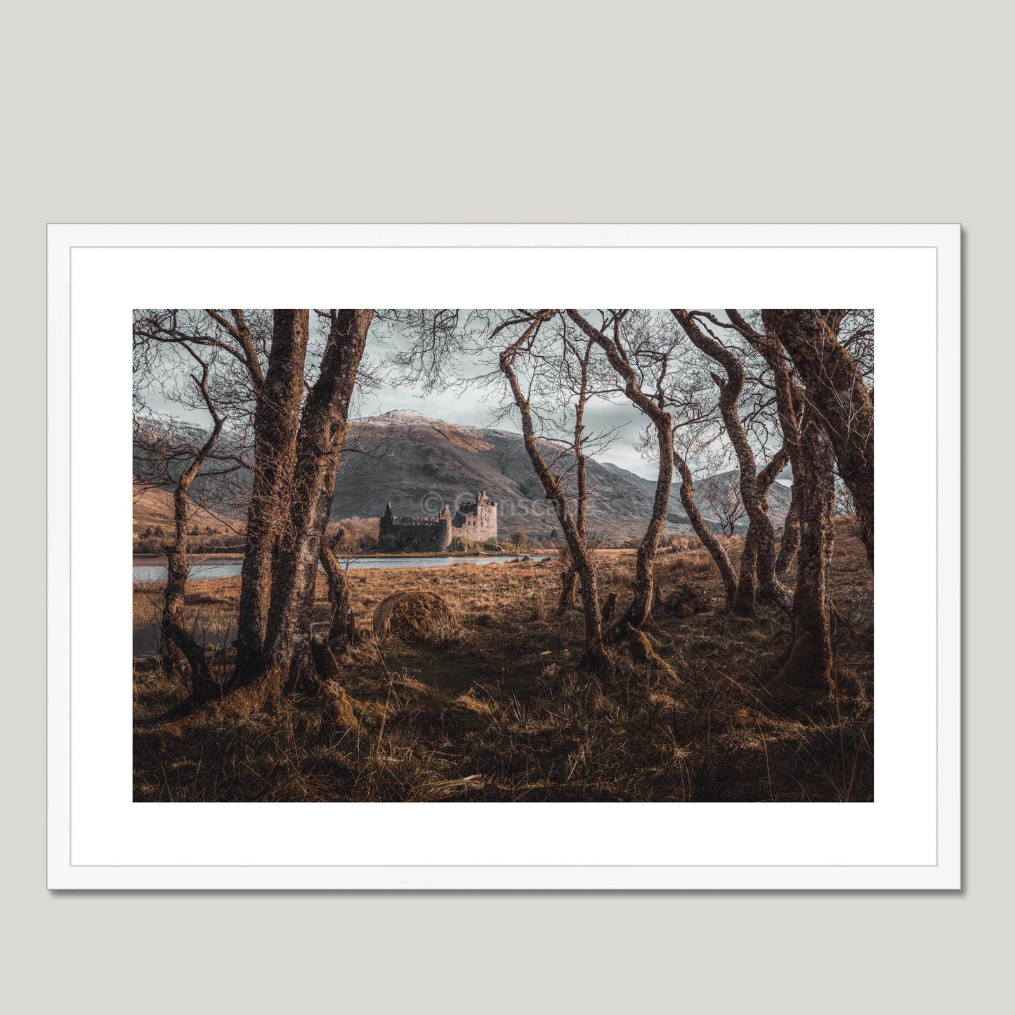 Clan Campbell - Kilchurn Castle - Framed Photo Print 28"x20" White